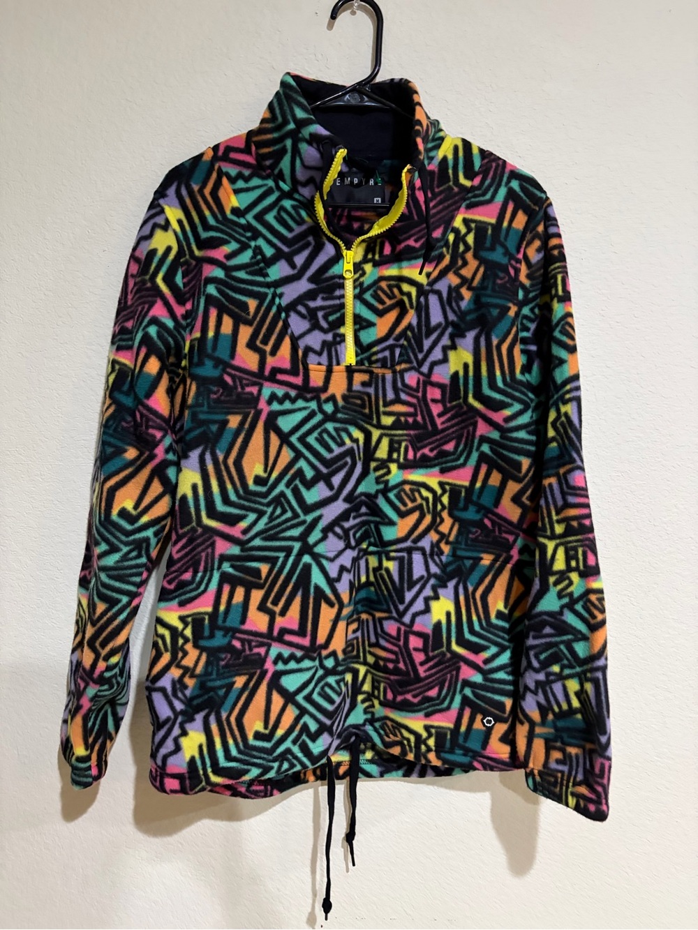 Empyre Men’s M Multicolor Abstract Fleece Quarter Zip Pullover Jacket Geometric
